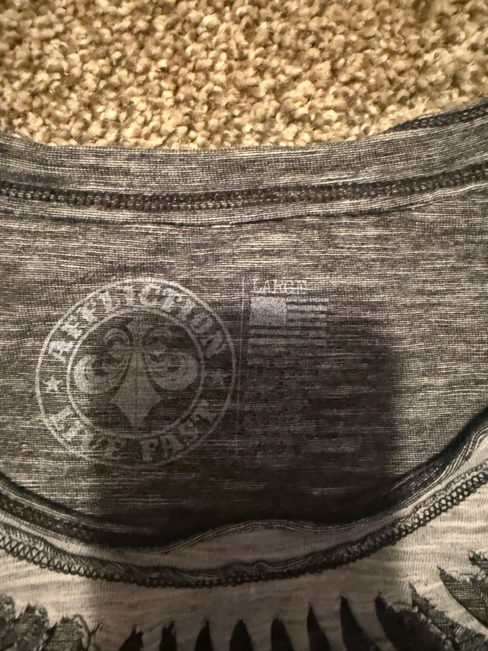 Affliction Heather Gray Graphic Crew Neck Tee with Crest Print - Picture 3 of 4